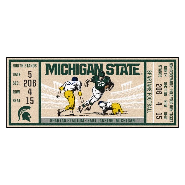 FanMats® - Michigan State University 30" x 72" Nylon Face Ticket Runner Mat with "Spartan Helmet" Logo