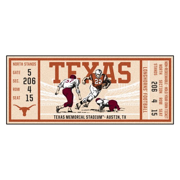FanMats® - University of Texas 30" x 72" Nylon Face Ticket Runner Mat with "Longhorn" Logo