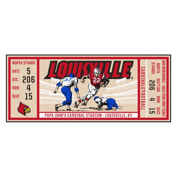 FanMats® - University of Louisville 30" x 72" Nylon Face Ticket Runner Mat with "Cardinal" Logo