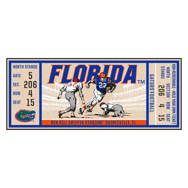 FanMats® - University of Florida 30" x 72" Nylon Face Ticket Runner Mat with "Gator" Logo