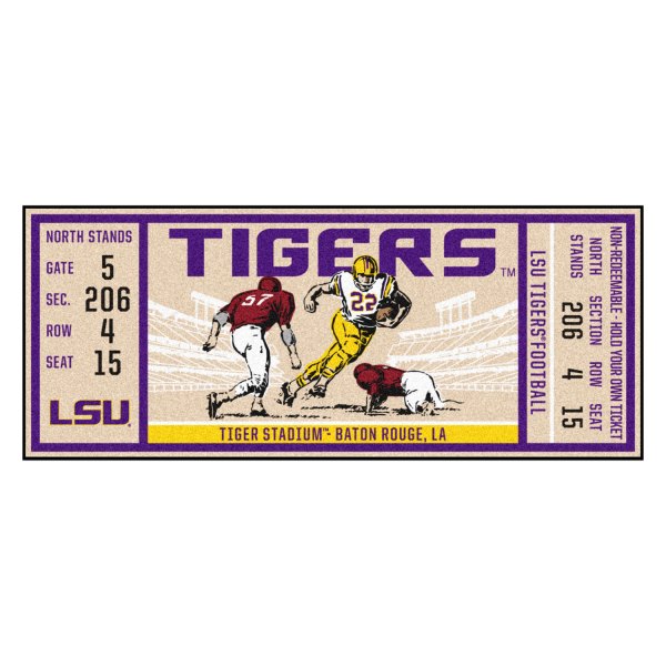 FanMats® - Louisiana State University 30" x 72" Nylon Face Ticket Runner Mat with "LSU" & "Tigers" Wordmark
