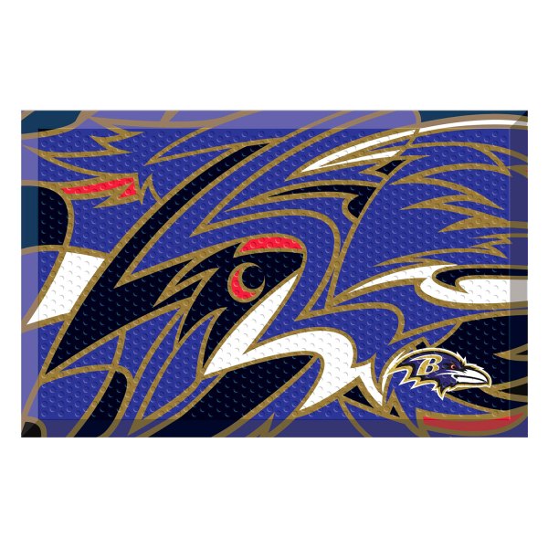 FanMats® - "X-Fit" Baltimore Ravens 19" x 30" Rubber Scraper Door Mat