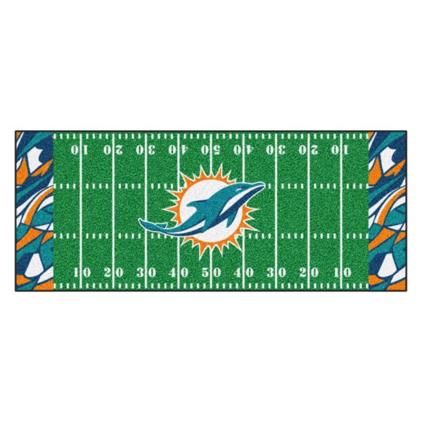 FanMats® - Miami Dolphins 30" x 72" Nylon Face Football Field Runner Mat
