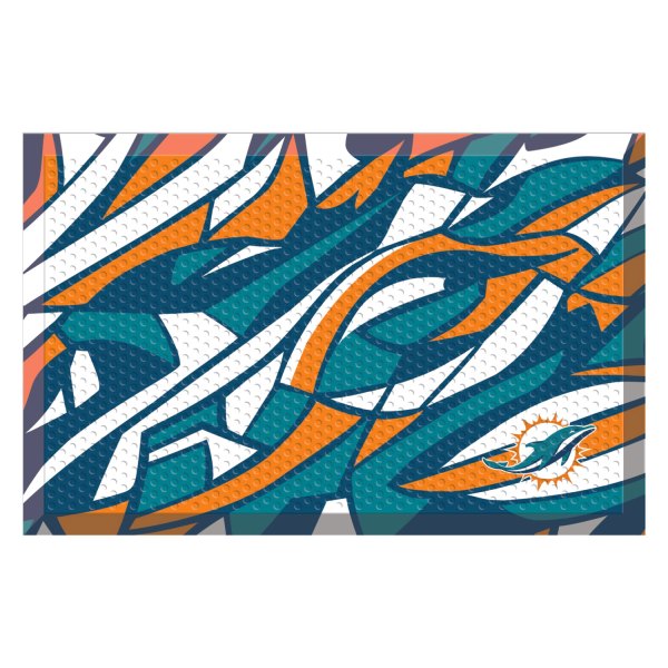 FanMats® - "X-Fit" Miami Dolphins 19" x 30" Rubber Scraper Door Mat