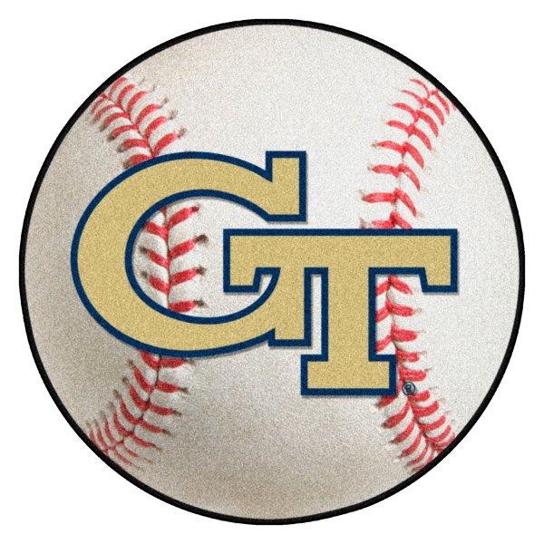 FanMats® - Georgia Tech 27" Dia Nylon Face Baseball Ball Floor Mat with "GT" Logo