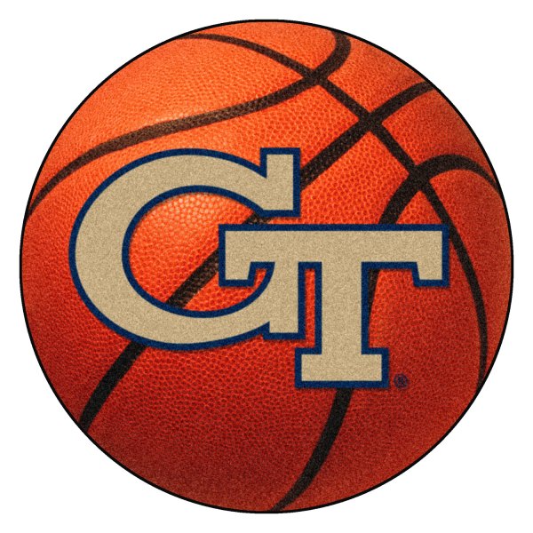 FanMats® - Georgia Tech 27" Dia Nylon Face Basketball Ball Floor Mat with "GT" Logo