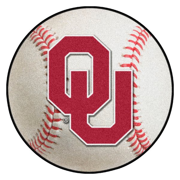 FanMats® - University of Oklahoma 27" Dia Nylon Face Baseball Ball Floor Mat with "OU" Logo