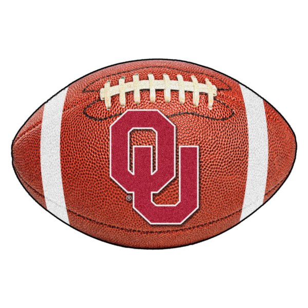 FanMats® - University of Oklahoma 20.5" x 32.5" Nylon Face Football Ball Floor Mat with "OU" Logo