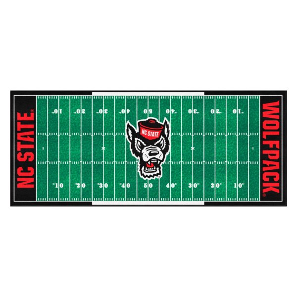 FanMats® - North Carolina State University 30" x 72" Nylon Face Football Field Runner Mat with "Wolf" Logo