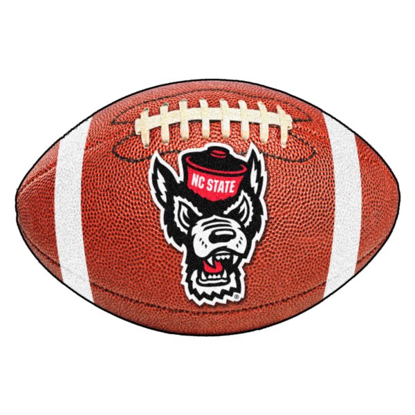 FanMats® - North Carolina State University 20.5" x 32.5" Nylon Face Football Ball Floor Mat with "Wolf" Logo