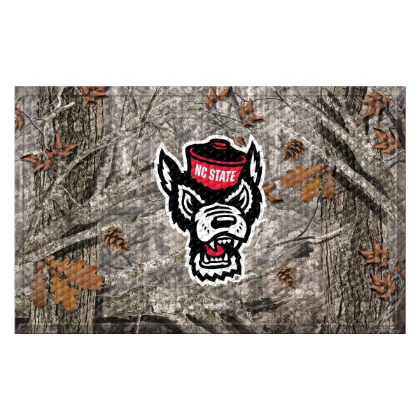 FanMats® - "Camo" North Carolina State University 19" x 30" Rubber Scraper Door Mat with "Wolf" Logo