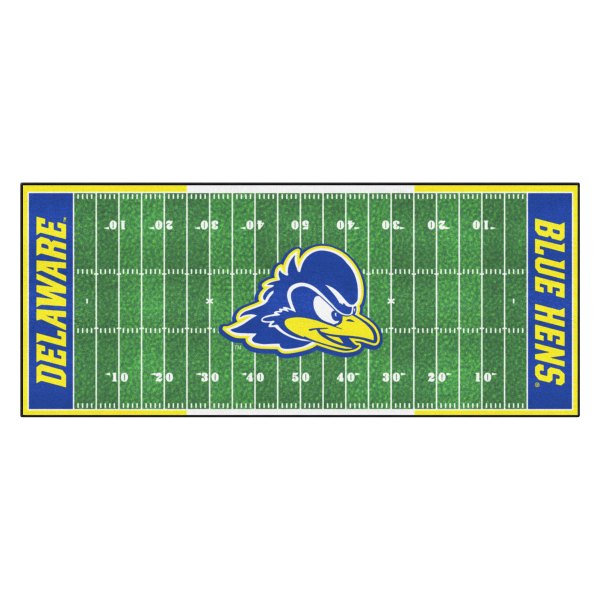 FanMats® - University of Delaware 30" x 72" Nylon Face Football Field Runner Mat with "Blue Hen" Logo