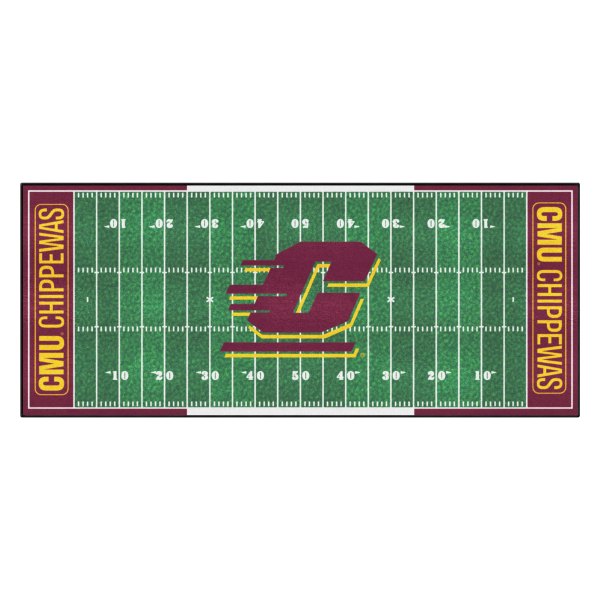 FanMats® - Central Michigan University 30" x 72" Nylon Face Football Field Runner Mat with "Block C" Logo & Wordmark