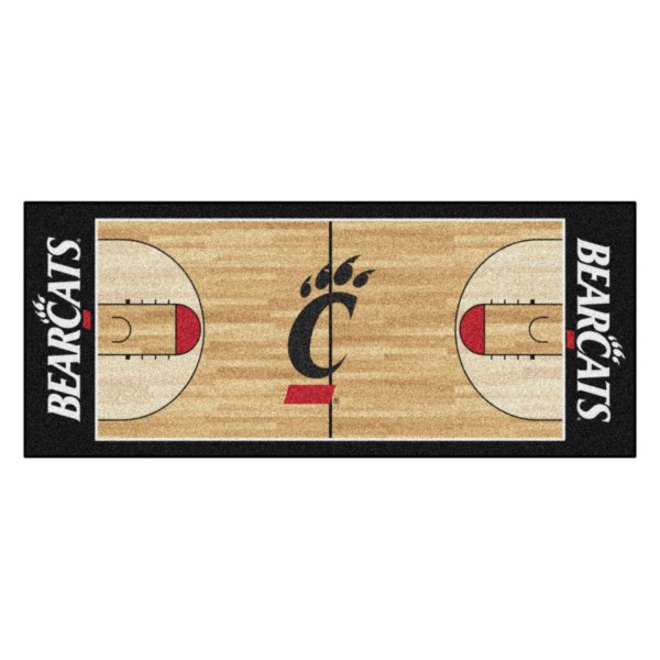 FanMats® - University of Cincinnati 30" x 72" Nylon Face Basketball Court Runner Mat with "C Bear Claw" Logo and "Bearcats" Wordmark