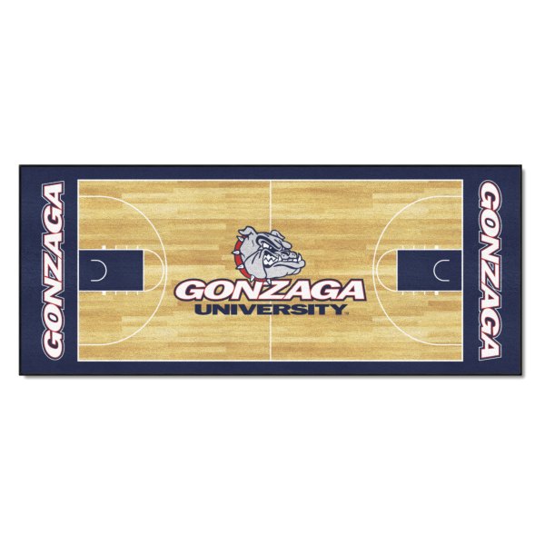 FanMats® - Gonzaga University 30" x 72" Nylon Face Basketball Court Runner Mat with "Bulldog with Wordmark" Logo & Wordmark