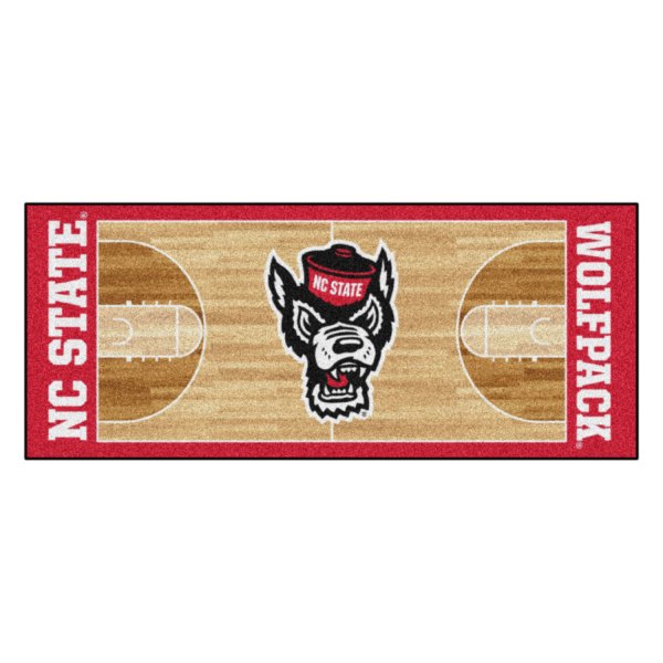 FanMats® - North Carolina State University 30" x 72" Nylon Face Basketball Court Runner Mat with "Wolf" Logo & Wordmark