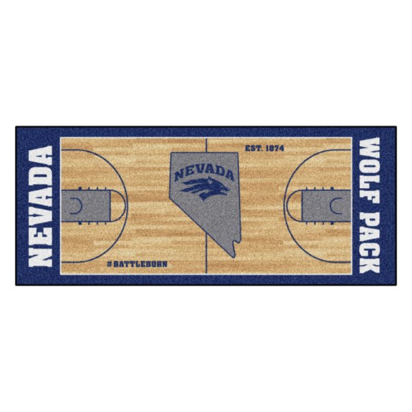 FanMats® - University of Nevada 30" x 72" Nylon Face Basketball Court Runner Mat with "Nevada & Wolf" Logo & Wordmark