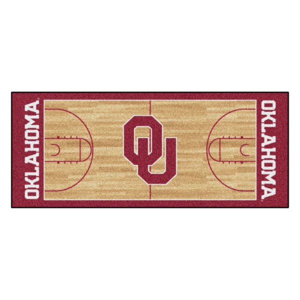 FanMats® - University of Oklahoma 30" x 72" Nylon Face Basketball Court Runner Mat with "OU" Logo & Wordmark