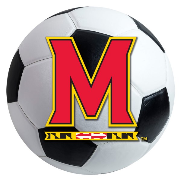 FanMats® - University of Maryland 27" Dia Nylon Face Soccer Ball Floor Mat with "M & Flag Strip" Logo