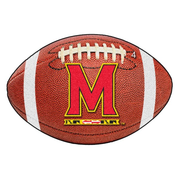 FanMats® - University of Maryland 20.5" x 32.5" Nylon Face Football Ball Floor Mat with "M & Flag Strip" Logo