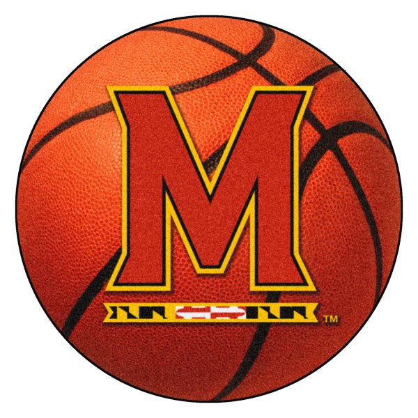 FanMats® - University of Maryland 27" Dia Nylon Face Basketball Ball Floor Mat with "M & Flag Strip" Logo