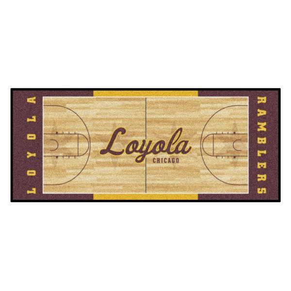 FanMats® - Loyola University Chicago 30" x 72" Nylon Face Basketball Court Runner Mat with "Wolf Head & L" Logo & Wordmark