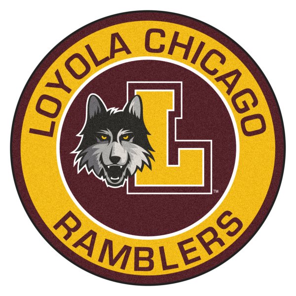 FanMats® - Loyola University Chicago 27" Dia Nylon Face Floor Mat with "Wolf Head & L" Logo