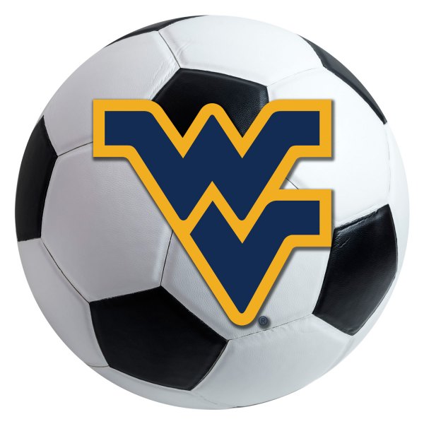 FanMats® - West Virginia University 27" Dia Nylon Face Soccer Ball Floor Mat with "WV" Logo