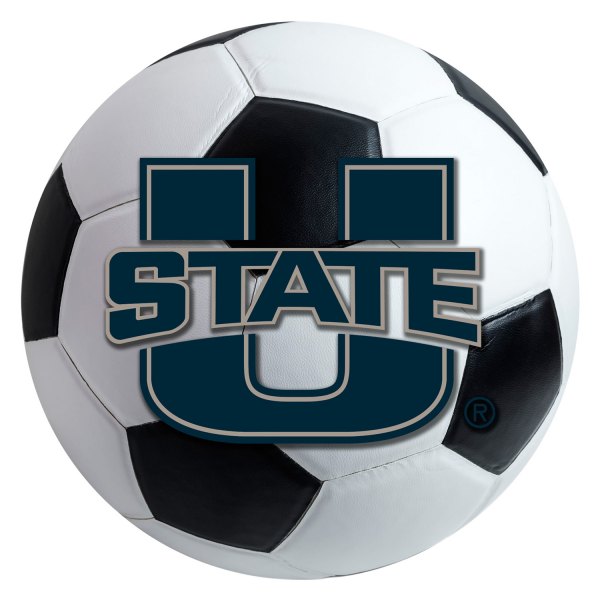 FanMats® - Utah State University 27" Dia Nylon Face Soccer Ball Floor Mat with "U State" Logo