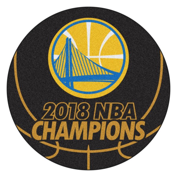FanMats® - Golden State Warriors 27" Dia Nylon Face Basketball Ball Floor Mat with "2018 NBA Champions" Logo