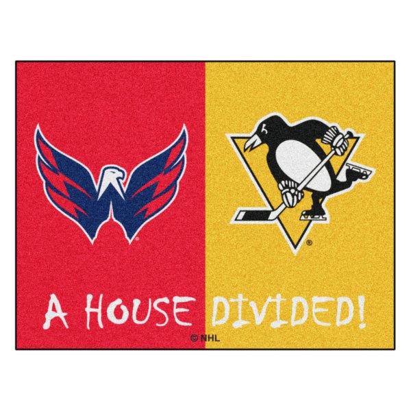 FanMats® - Washington Capitals/Pittsburgh Penguins 33.75" x 42.5" Nylon Face House Divided Floor Mat
