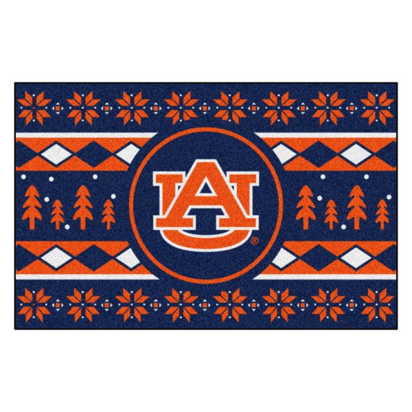 FanMats® - "Holiday Sweater" Auburn University 19" x 30" Nylon Face Starter Mat with Holiday Sweater "AU" Logo