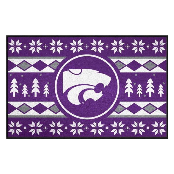 FanMats® - "Holiday Sweater" Kansas State University 19" x 30" Nylon Face Starter Mat with "Wildcat" Logo &