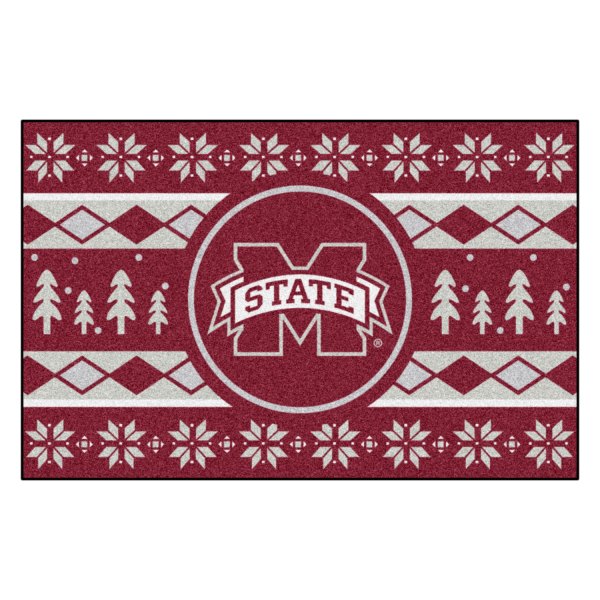 FanMats® - "Holiday Sweater" Mississippi State University 19" x 30" Nylon Face Starter Mat with "M State" Logo &