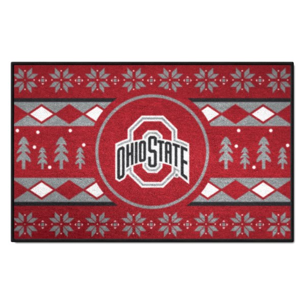 FanMats® - "Holiday Sweater" Ohio State University 19" x 30" Nylon Face Starter Mat with "O & Ohio State" Logo &