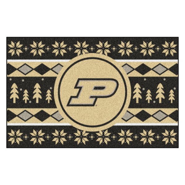 FanMats® - "Holiday Sweater" Purdue University 19" x 30" Nylon Face Starter Mat with "P" Logo &