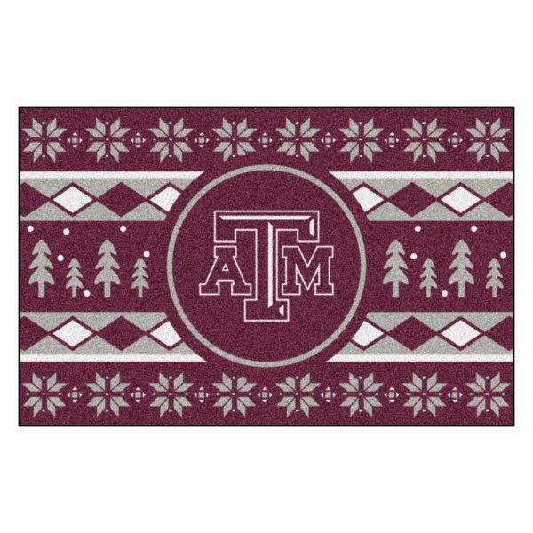 FanMats® - "Holiday Sweater" Texas A&M University 19" x 30" Nylon Face Starter Mat with "ATM" Logo &