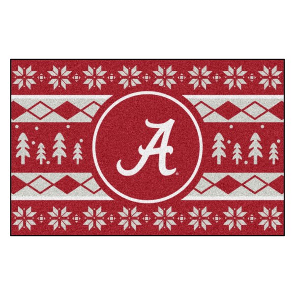 FanMats® - "Holiday Sweater" University of Alabama 19" x 30" Nylon Face Starter Mat with Holiday Sweater "Script A" Logo