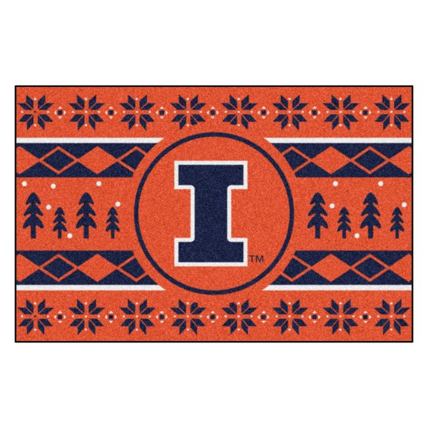 FanMats® - "Holiday Sweater" University of Illinois 19" x 30" Nylon Face Starter Mat with "I" Logo &