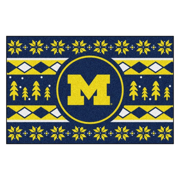 FanMats® - "Holiday Sweater" University of Michigan 19" x 30" Nylon Face Starter Mat with "Block M" Logo &