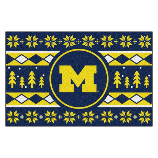 FanMats® - "Holiday Sweater" University of Michigan 19" x 30" Nylon Face Starter Mat with "Block M" Logo &