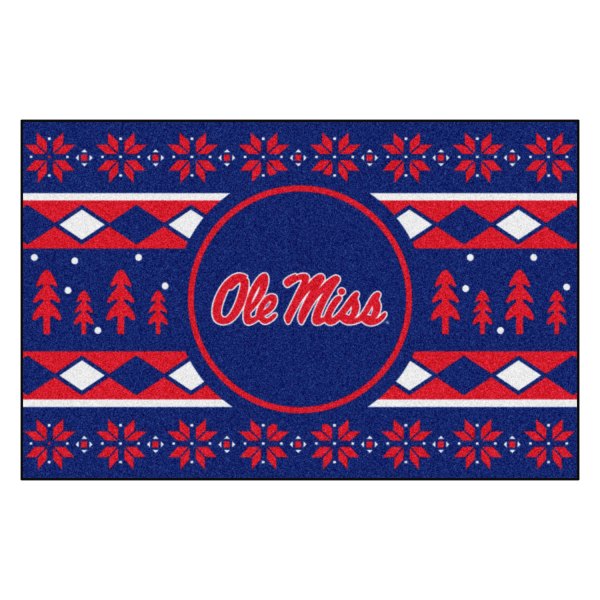 FanMats® - "Holiday Sweater" University of Mississippi (Ole Miss) 19" x 30" Nylon Face Starter Mat with "Ole Miss" Script Logo &