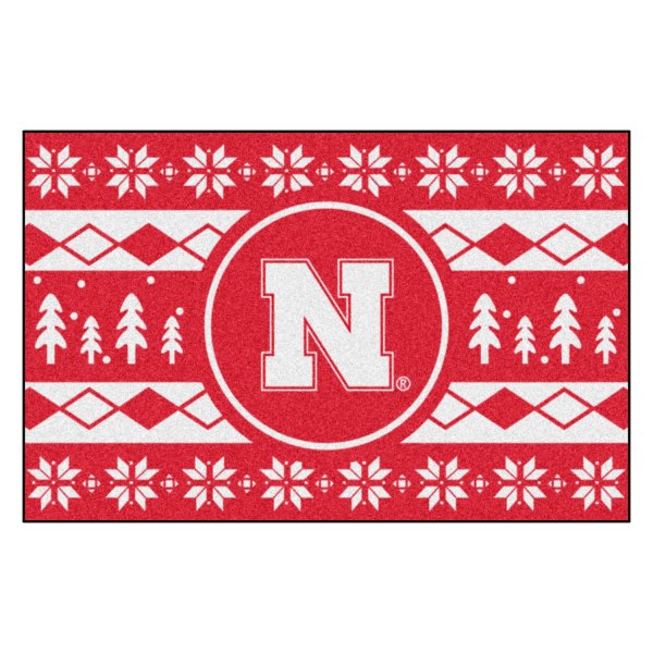 FanMats® - "Holiday Sweater" University of Nebraska 19" x 30" Nylon Face Starter Mat with "Block N" Logo &