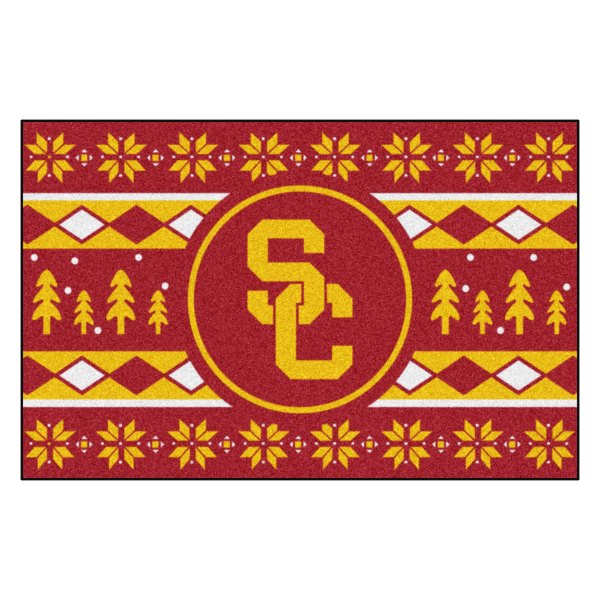 FanMats® - "Holiday Sweater" University of Southern California 19" x 30" Nylon Face Starter Mat with "Block SC" Logo &