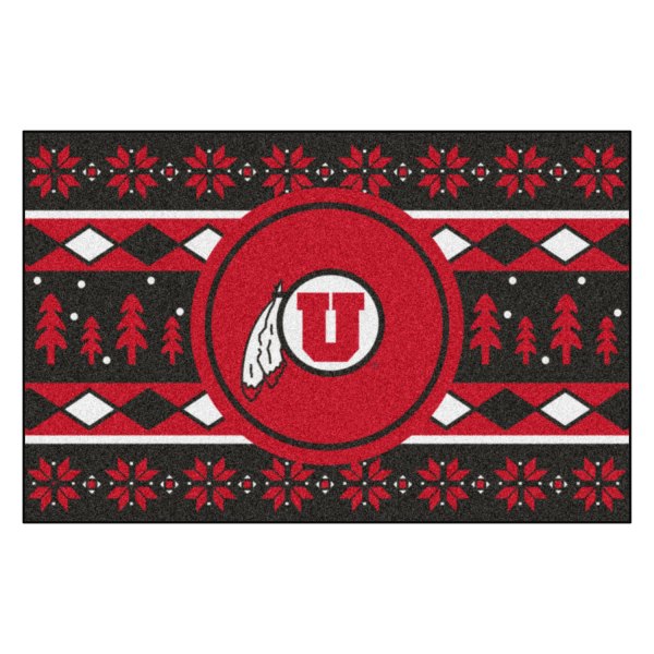 FanMats® - "Holiday Sweater" University of Utah 19" x 30" Nylon Face Starter Mat with "Circle U & Feathers" Logo & Wordmark &