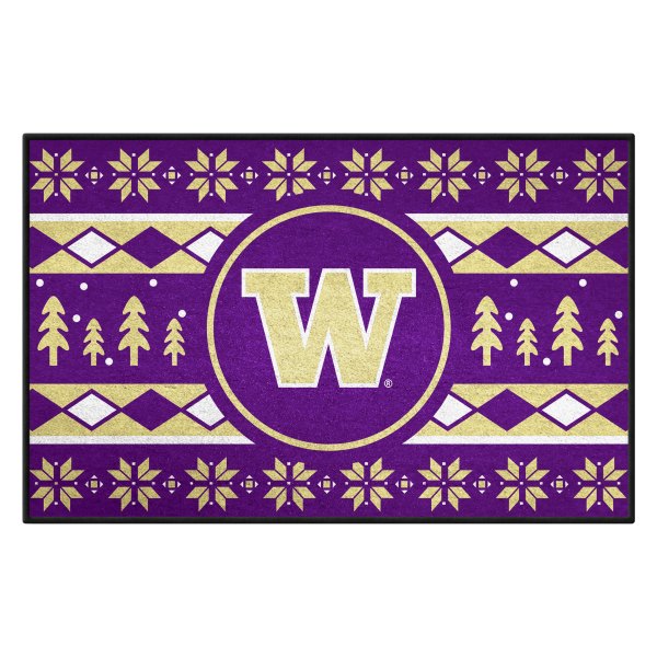 FanMats® - "Holiday Sweater" University of Washington 19" x 30" Nylon Face Starter Mat with "W" Logo &