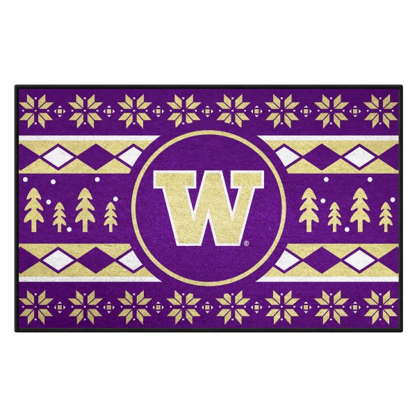 FanMats® - "Holiday Sweater" University of Washington 19" x 30" Nylon Face Starter Mat with "W" Logo &