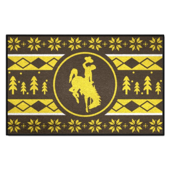 FanMats® - "Holiday Sweater" University of Wyoming 19" x 30" Nylon Face Starter Mat with "Bucking Cowboy" Logo &