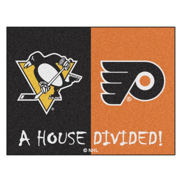 FanMats® - Pittsburgh Penguins/Philadelphia Flyers 33.75" x 42.5" Nylon Face House Divided Floor Mat