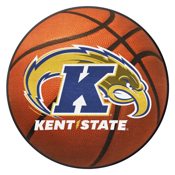 FanMats® - Kent State University 27" Dia Nylon Face Basketball Ball Floor Mat with "K & Golden Eagle" Logo